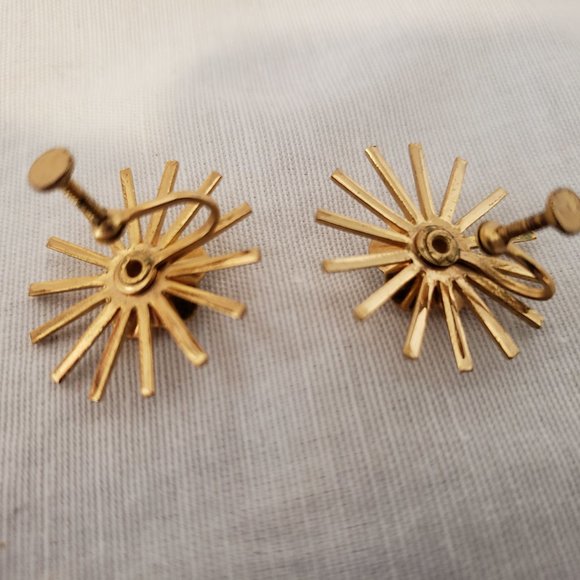 Vintage Atomic Starburst Moonglow Screw Back Earrings MCM Mid Century Clip On - Picture 3 of 3